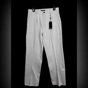 John Varvatos Jeans Mens 30x32 White Relaxed Pleated Straight Denim Ely J525S25